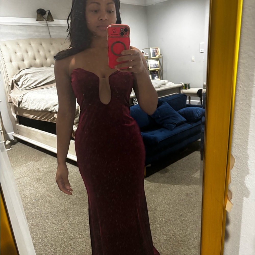 Fashion Nova Deep Red Strapless Dress